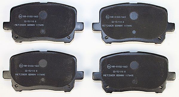 Bremsbelagsatz, Scheibenbremse METZGER 1170495 f&uuml;r TOYOTA, Vorderachse