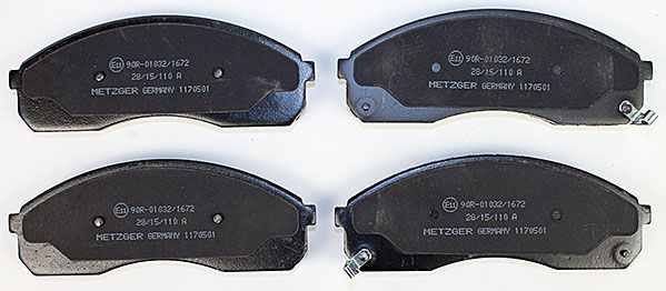 Bremsbelagsatz, Scheibenbremse METZGER 1170501 f&uuml;r KIA, Vorderachse