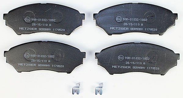 Bremsbelagsatz, Scheibenbremse METZGER 1170520 f&uuml;r MITSUBISHI, Vorderachse
