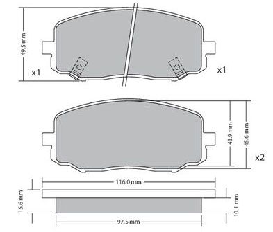Bremsbelagsatz, Scheibenbremse METZGER 1170588 f&uuml;r HYUNDAI, Vorderachse