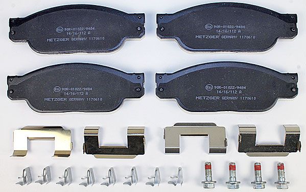 Bremsbelagsatz, Scheibenbremse METZGER 1170610 f&uuml;r JAGUAR, Vorderachse