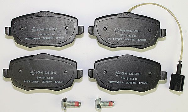 Bremsbelagsatz, Scheibenbremse METZGER 1170634 f&uuml;r FIAT, Vorderachse