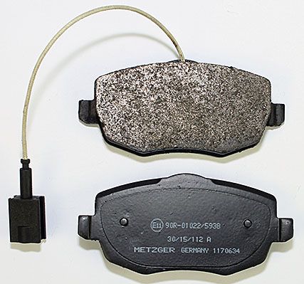 Bremsbelagsatz, Scheibenbremse METZGER 1170634 f&uuml;r FIAT, Vorderachse