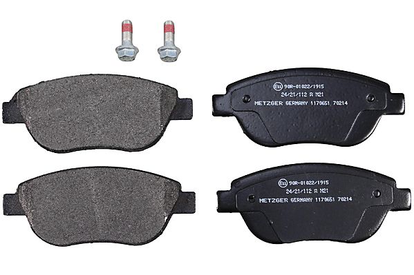 Bremsbelagsatz, Scheibenbremse METZGER 1170651 f&uuml;r FIAT, Vorderachse