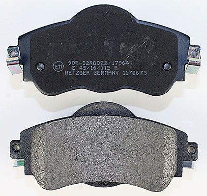 Bremsbelagsatz, Scheibenbremse METZGER 1170673 f&uuml;r CITRO&Euml;N, Vorderachse