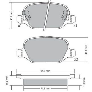 Bremsbelagsatz, Scheibenbremse METZGER 1170680 f&uuml;r FIAT, Hinterachse