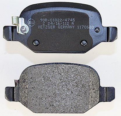 Bremsbelagsatz, Scheibenbremse METZGER 1170680 f&uuml;r FIAT, Hinterachse