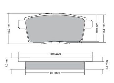 Bremsbelagsatz, Scheibenbremse METZGER 1170686 f&uuml;r FORD MAZDA, Hinterachse
