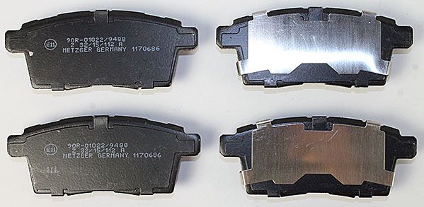 Bremsbelagsatz, Scheibenbremse METZGER 1170686 f&uuml;r FORD MAZDA, Hinterachse