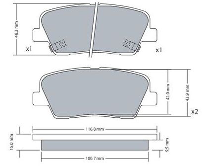 Bremsbelagsatz, Scheibenbremse METZGER 1170687 f&uuml;r HYUNDAI KIA, Hinterachse