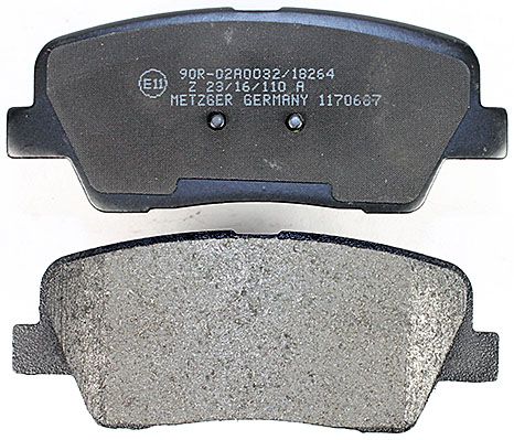 Bremsbelagsatz, Scheibenbremse METZGER 1170687 f&uuml;r HYUNDAI KIA, Hinterachse