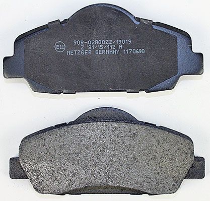 Bremsbelagsatz, Scheibenbremse METZGER 1170690 f&uuml;r CITRO&Euml;N PEUGEOT, Vorderachse