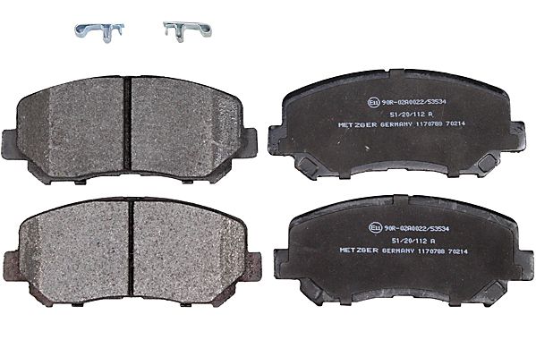 Bremsbelagsatz, Scheibenbremse METZGER 1170788 f&uuml;r MAZDA JEEP, Vorderachse