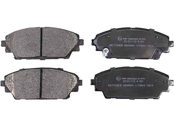 Bremsbelagsatz, Scheibenbremse METZGER 1170800 f&uuml;r MAZDA, Vorderachse