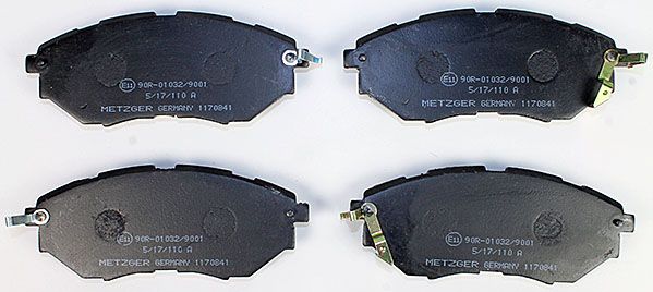 Bremsbelagsatz, Scheibenbremse METZGER 1170841 f&uuml;r SUBARU, Vorderachse