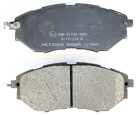Bremsbelagsatz, Scheibenbremse METZGER 1170841 f&uuml;r SUBARU, Vorderachse