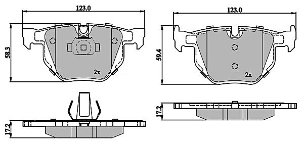 Bremsbelagsatz, Scheibenbremse METZGER 1170843 GREENPARTS f&uuml;r BMW, Hinterachse