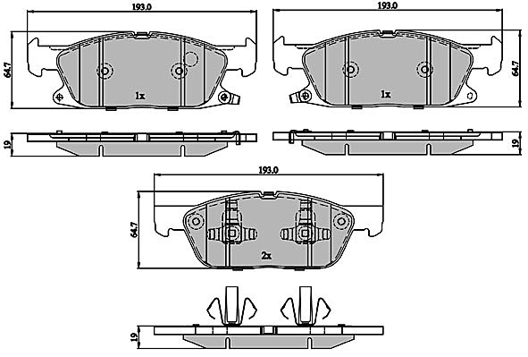 Bremsbelagsatz, Scheibenbremse METZGER 1170848 f&uuml;r FORD FORD USA, Vorderachse