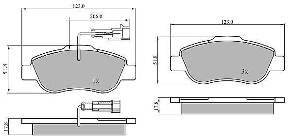 Bremsbelagsatz, Scheibenbremse METZGER 1170849 f&uuml;r FORD, Vorderachse