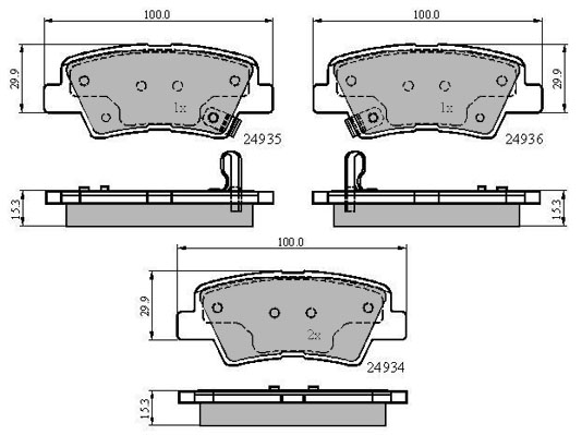 Bremsbelagsatz, Scheibenbremse METZGER 1170863 f&uuml;r SSANGYONG HYUNDAI KIA