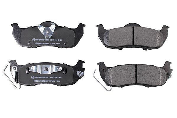 Bremsbelagsatz, Scheibenbremse METZGER 1170884 f&uuml;r NISSAN JEEP, Hinterachse