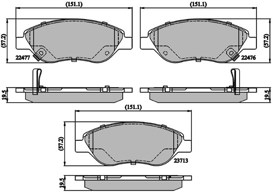Bremsbelagsatz, Scheibenbremse METZGER 1170897 f&uuml;r FIAT, Vorderachse