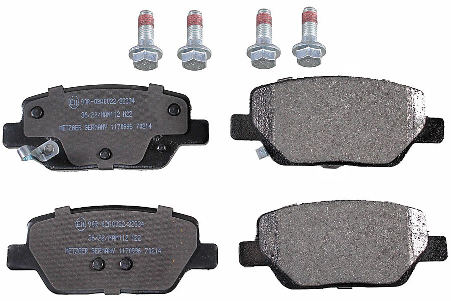 Bremsbelagsatz, Scheibenbremse METZGER 1170996 f&uuml;r FIAT, Hinterachse