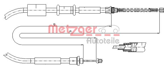 METZGER Seilzug, Feststellbremse 1281P1 f&uuml;r FIAT, hinten rechts