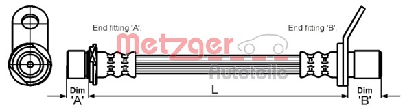 METZGER Bremsschlauch 4110014 f&uuml;r TOYOTA, Hinterachse links