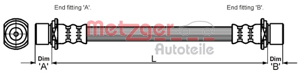 METZGER Bremsschlauch 4110023 f&uuml;r TOYOTA, Hinterachse links, Hinterachse rechts