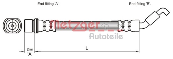 METZGER Bremsschlauch 4110027 f&uuml;r TOYOTA, Hinterachse links, Hinterachse rechts