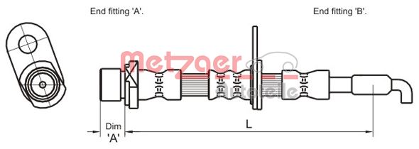 METZGER Bremsschlauch 4110029 f&uuml;r TOYOTA, Vorderachse rechts