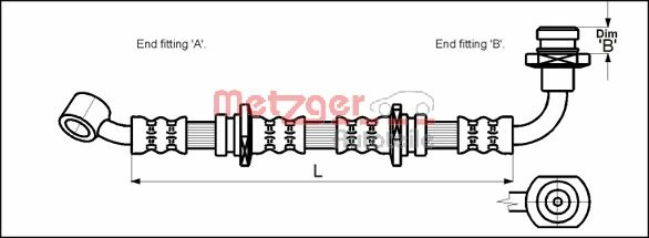 METZGER Bremsschlauch 4110071 f&uuml;r SUZUKI SANTANA, Vorderachse links