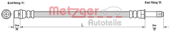 METZGER Bremsschlauch 4110280 f&uuml;r MERCEDES-BENZ VW, Hinterachse links