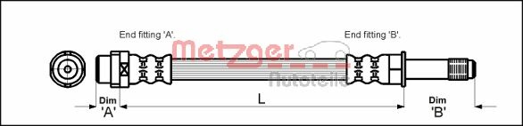 METZGER Bremsschlauch 4110331 GREENPARTS f&uuml;r MERCEDES-BENZ VAG, am Bremssattel