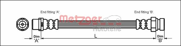 METZGER Bremsschlauch 4110348 f&uuml;r FORD VAG, Vorderachse links