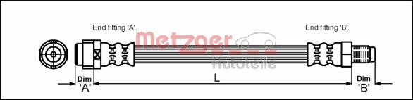 METZGER Bremsschlauch 4110574 f&uuml;r MERCEDES-BENZ, Vorderachse links