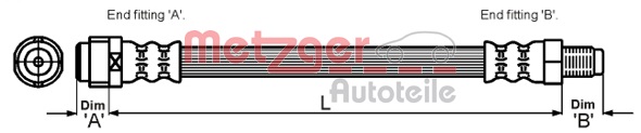 METZGER Bremsschlauch 4110586 f&uuml;r MERCEDES-BENZ, Vorderachse links