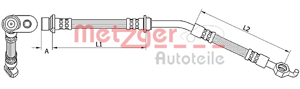 METZGER Bremsschlauch 4110786 f&uuml;r TOYOTA, Vorderachse rechts