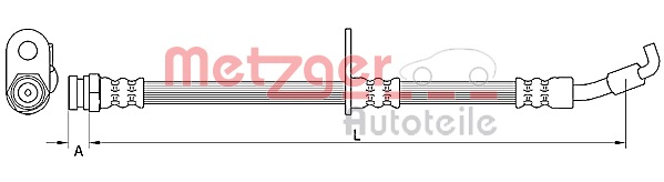 METZGER Bremsschlauch 4110875 f&uuml;r MAZDA, Vorderachse rechts