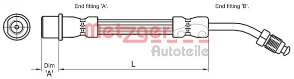 METZGER Bremsschlauch 4111109 f&uuml;r PEUGEOT, Hinterachse rechts