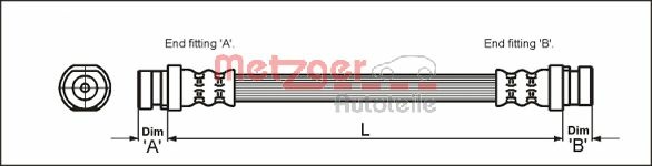 METZGER Bremsschlauch 4111168 f&uuml;r RENAULT, Vorderachse links, Vorderachse rechts