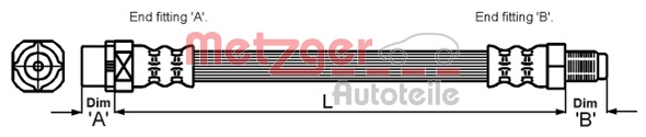 METZGER Bremsschlauch 4111438 f&uuml;r BMW, Vorderachse links, Vorderachse rechts