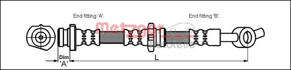 METZGER Bremsschlauch 4111967 f&uuml;r NISSAN, Vorderachse rechts