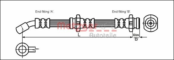 METZGER Bremsschlauch 4111973 f&uuml;r NISSAN, Vorderachse links, Vorderachse rechts