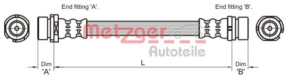 METZGER Bremsschlauch 4112336 f&uuml;r FORD, Hinterachse links, Hinterachse rechts