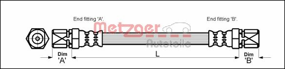 METZGER Bremsschlauch 4112813 f&uuml;r OPEL DAEWOO, Hinterachse links