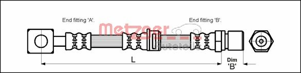 METZGER Bremsschlauch 4112814 f&uuml;r OPEL, Vorderachse links, Vorderachse rechts