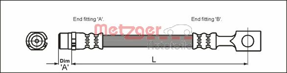 METZGER Bremsschlauch 4112818 f&uuml;r OPEL, Hinterachse links, Hinterachse rechts