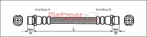 METZGER Bremsschlauch 4112824 f&uuml;r OPEL VAUXHALL, Hinterachse links